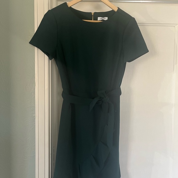 Calvin Klein Tie Waist Ruffle Hem Dress 10 - Picture 2 of 3